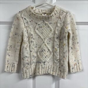 OshKosh B'gosh Girls' Confetti Cable Knit Pullover Sweater Cream & Speckles 2T